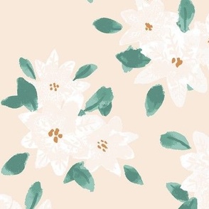 XL // White Poinsettias on Sweet Pink