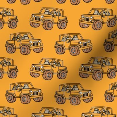 Medium Scale Jeep 4x4 Adventures Off Road All Terrain Vehicles on Yellow Gold