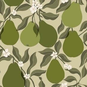 abstract pears on light green