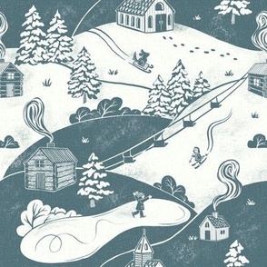 Frosty Village - Blue Denim