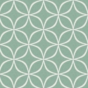 Small, Chic White Quatrefoil Diamond on Textured Teal