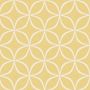 Small, Chic White Quatrefoil Diamond on Textured yellow