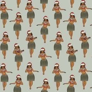 (small scale) Holiday Hula Dancers - Hawaiian Christmas - light sage - LAD23
