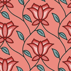 Simple Indian Floral in Red