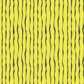 Black on yellow wavy stripes, vertical, SMALL, 3/8 inch between lines