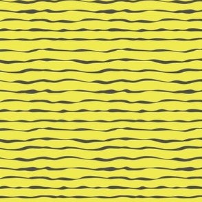 Black on yellow wavy stripes, horizontal, SMALL, 3/8 inch between lines