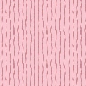 Dusty pink on pink wavy stripes, vertical, SMALL, 3/8 inch between lines
