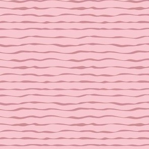 Dusty pink on pink wavy stripes, horizontal, SMALL, 3/8 inch between lines