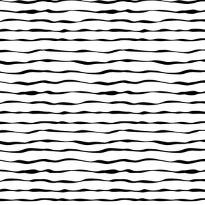 Black and white wavy stripes, horizontal, SMALL, 3/8 inch between lines