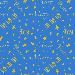 Merry Christmas greetings gold on blue