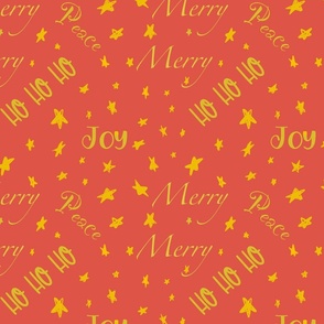 Merry Christmas greetings gold on  red