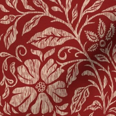 Block print floral red