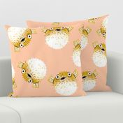 Pufferfish on Peach - Cheerful Ocean Creatures Coordinate - Large