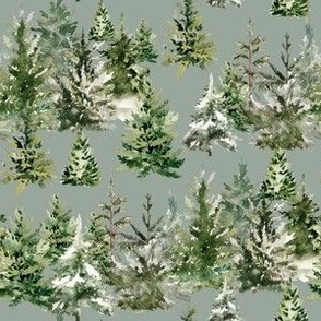 Winter Trees in Sage Green