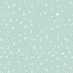 Tossed/ Freehand cream white Chalk Art style Hearts on midnight blue, dark, moody, blue, indigo, navy blue -Kids and Childrens Coordinate fabric or playroom, nursery wallpaper trends