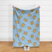 L | Sleepy Stars in Cheeky Kawaii Kid Style in a Light Blue Night Sky for Toddlers