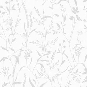 Monochrome botanicals light gray on white large scale