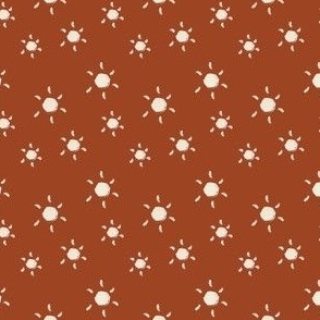 Tossed- Bone White Chalk art Suns on Rust Orange, Dark, Orange, Warm, Autumn, Fall -  Childrens Coordinate fabric or playroom, nursery wallpaper trends