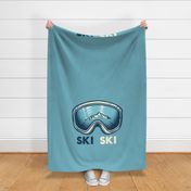 ski goggles in blue -wall tapestry 1 yard
