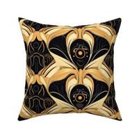 art nouveau gothic bats in gold and black