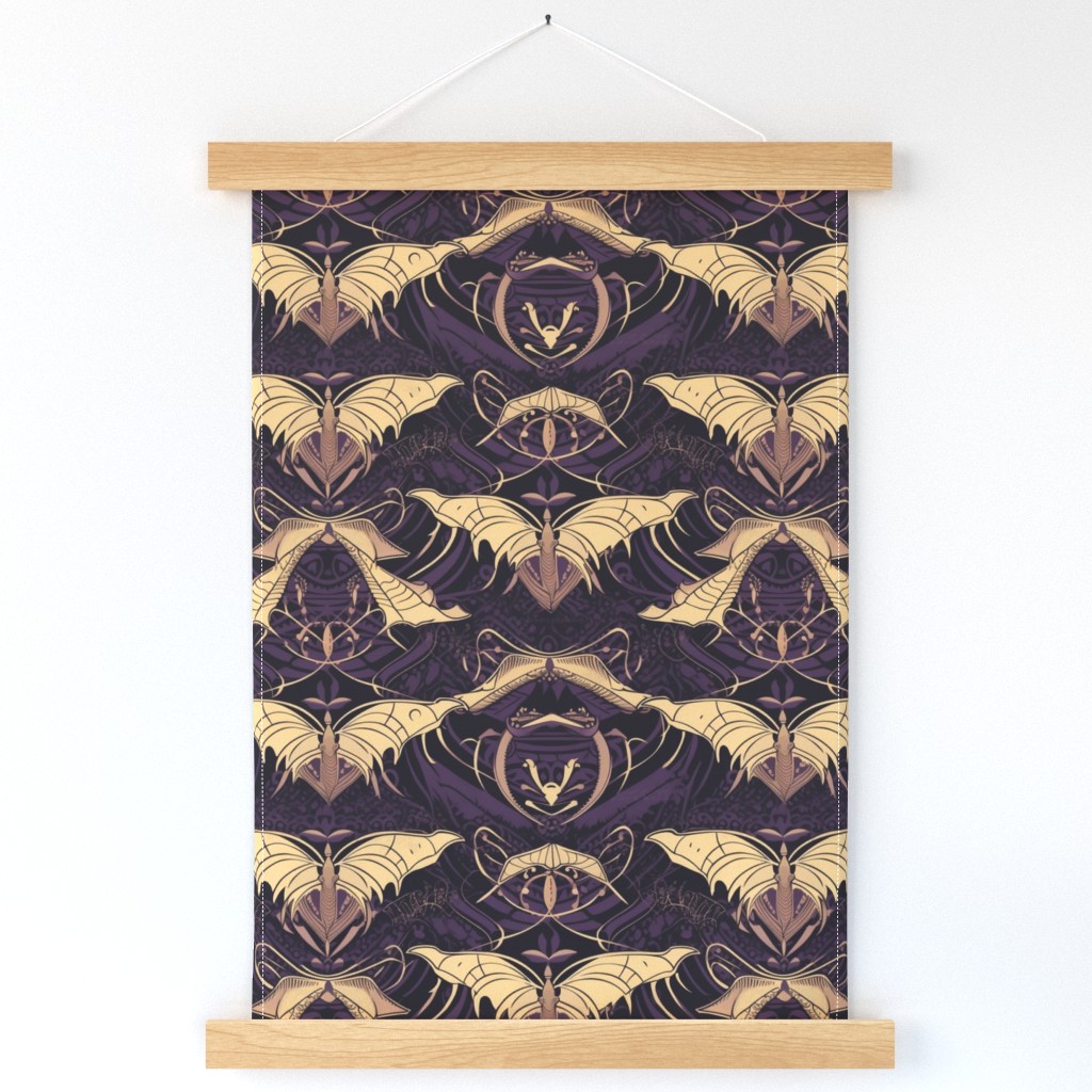 art nouveau wings of gold and purple
