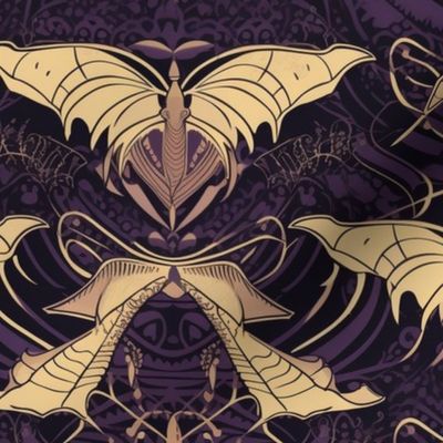 art nouveau wings of gold and purple