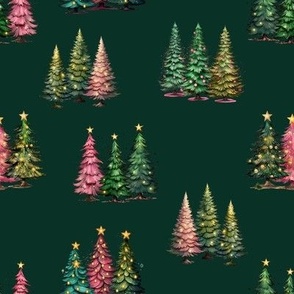 Christmas trees on monstera green