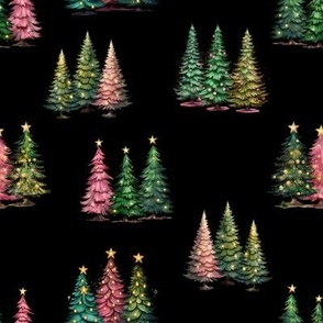 Christmas trees on black