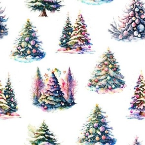 Colorful Christmas trees
