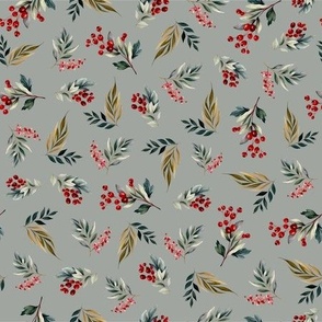 christmas floral on winter gray 2023
