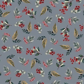 Christmas floral on stone gray