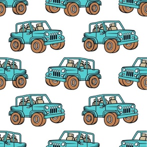 Large Scale Jeep 4x4 Adventures Off Road All Terrain Vehicles in Aqua Blue