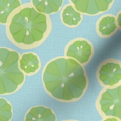 Lime slices on blue - smaller