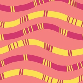 Wavy Striped Stripe, Yellow and Pink