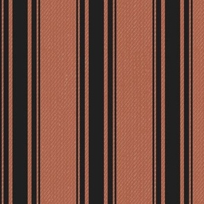 Ticking Stripe (Medium) - Black on Rust  (TBS211)