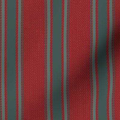 Ticking Stripe (Medium) - Tarrytown Green on Sultan's Palace Red   (TBS211)