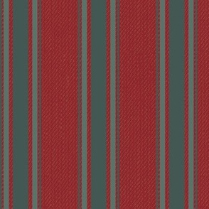 Ticking Stripe (Medium) - Tarrytown Green on Sultan's Palace Red   (TBS211)