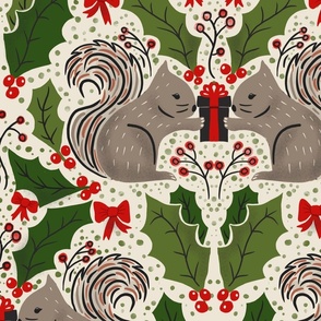 Christmas Squirrels wallpaer scale