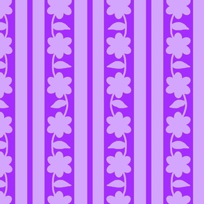 Purple Floral Stripes 
