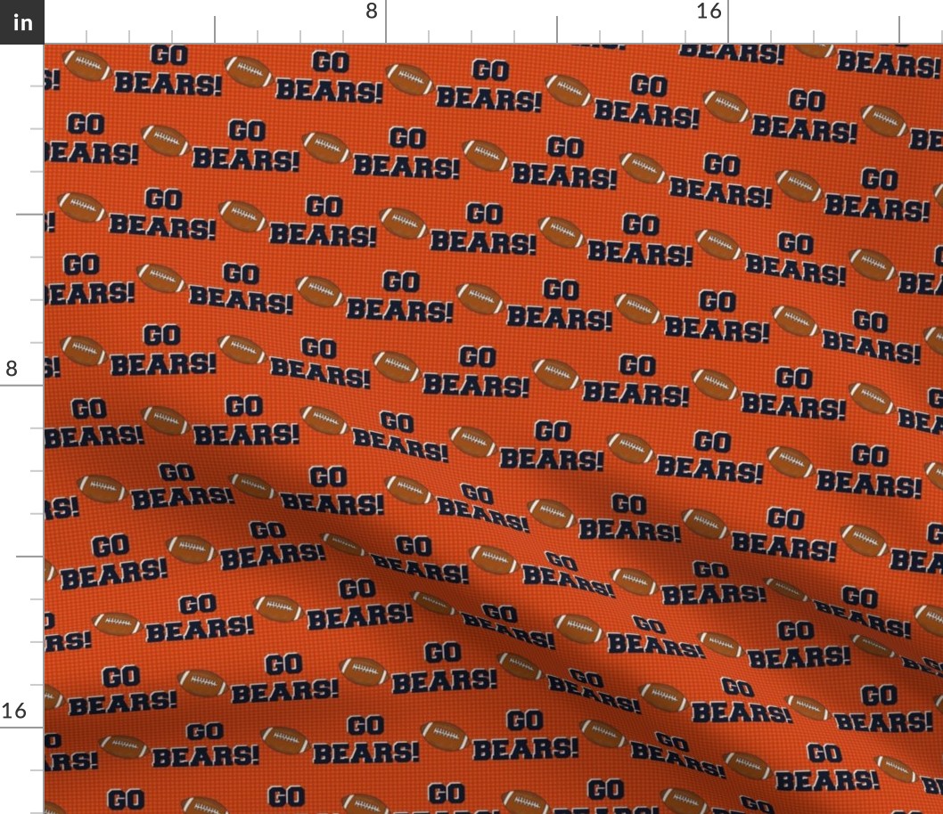 Medium Scale Team Spirit Football Go Bears! Chicago Bears Colors Burnt Orange Navy White 