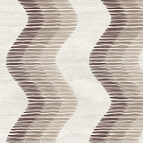 Wavy lines in brown and beige on a textured background for wallpaper