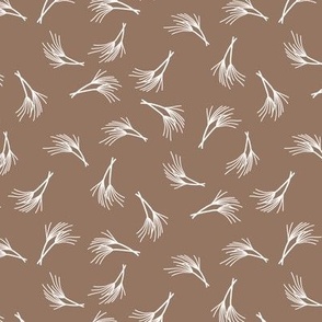 Grasses in White on Mocha Brown