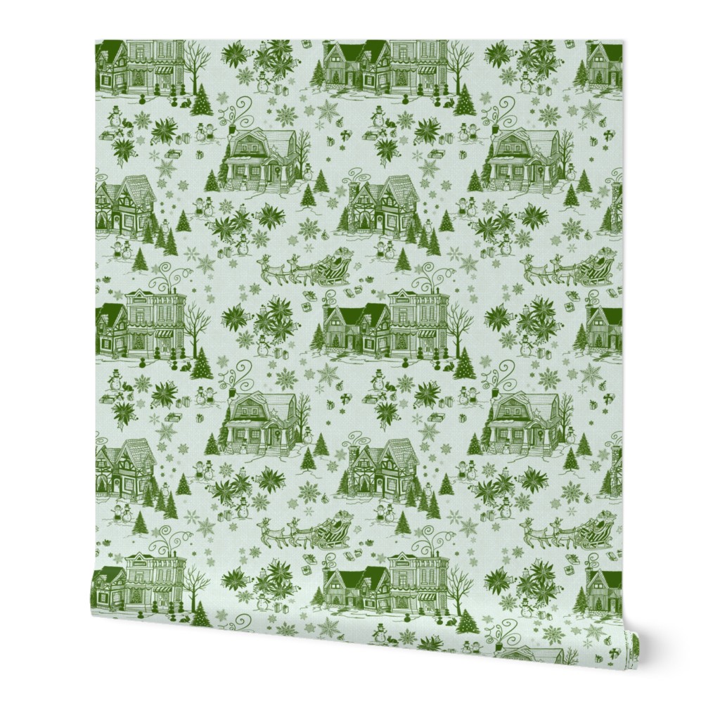 Christmas Village Toile in green