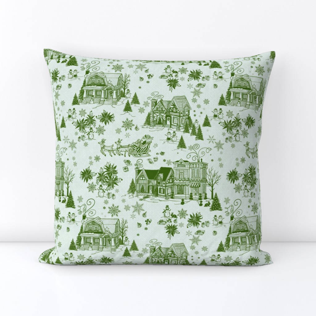 Christmas Village Toile in green
