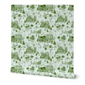 Christmas Village Toile in green