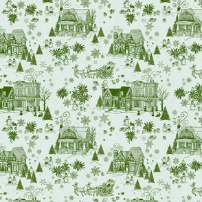 Christmas Village Toile in green