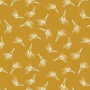 Grasses in White on Mustard Gold