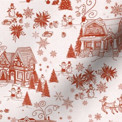 Christmas Village Toile in Red