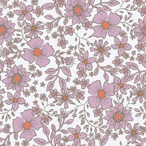 florence floral // Pantone intangible palette - lilac, soft orange and khaki