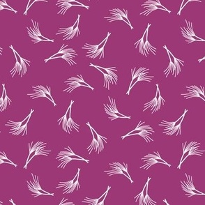 Grasses in White on Berry Dark Pink